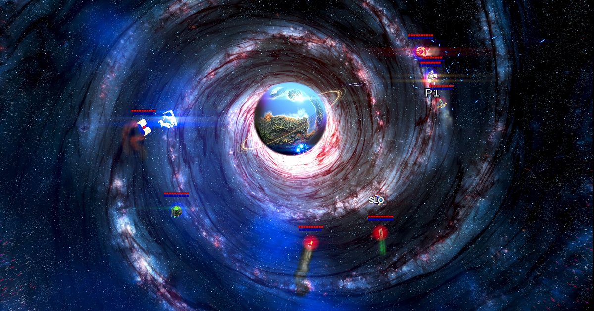 Ships fighting around a black hole in The Quantum Conflict
